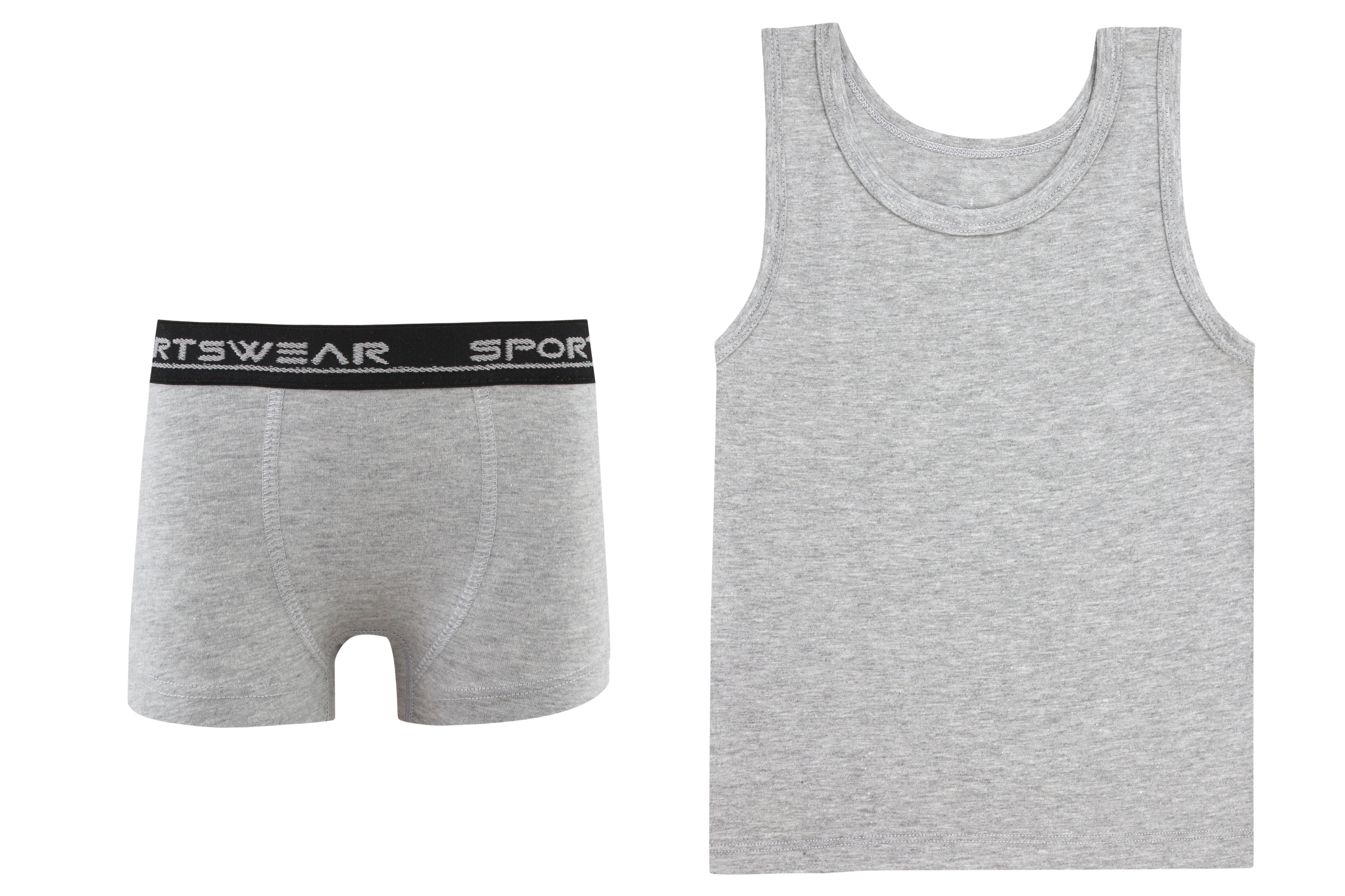Calvin Klein Boys Logo Boxer Underwear Set in White & Grey